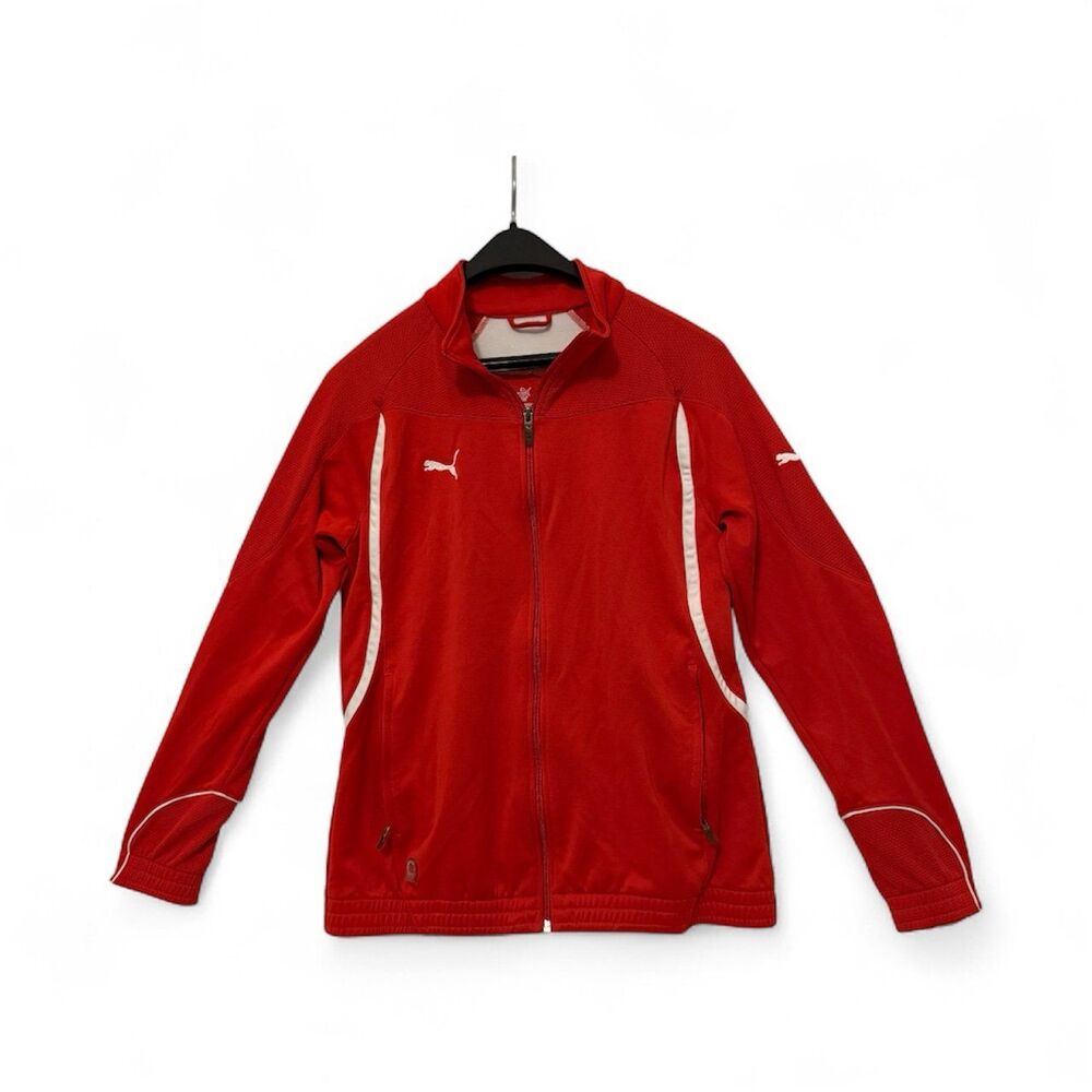 Puma Track Jacket Red and White‎ Full Zip Kid's Size Large Unisex Retro Y2K